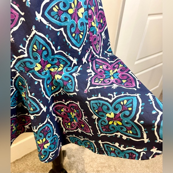 JOSIE NATORI One Shoulder Ruffled Peplum Hem Colorful Mini Dress Sz 6 - Picture 9 of 13